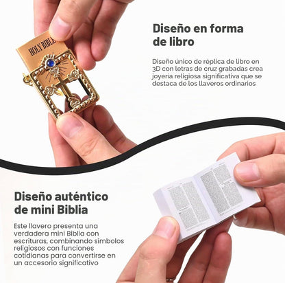 Mini Biblia llavero, tu fe siempre contigo