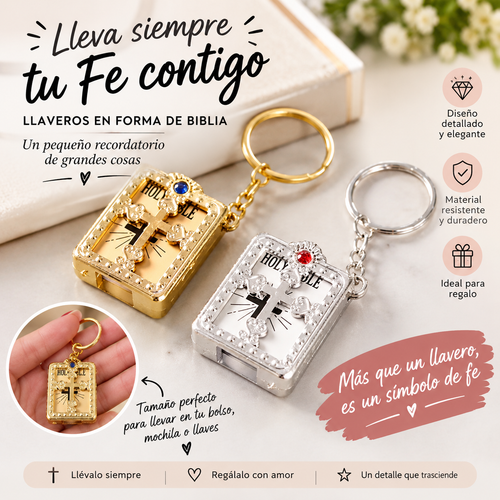 Llavero mini Biblia para llevar tu fe contigo